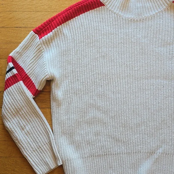 Sanctuary, Mock Neck Sweater, Ivory/Red/Black, EUC, Women's L​ - Picture 6 of 10